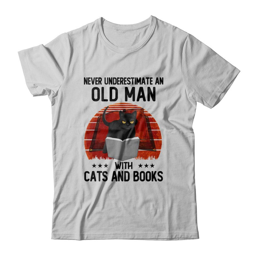 Never Underestimate An Old Woman With Cats And Books-T-Shirt & Tank Top-Classic T-Shirt-White