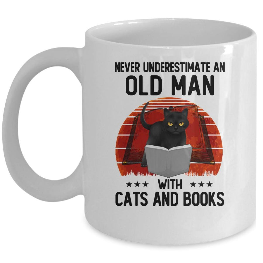 Never Underestimate An Old Woman With Cats And Books Mug-Coffee Mug-Mug-White