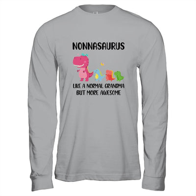 Nonnasaurus Like A Normal Grandma But More Awesome Nonna-T-Shirt & Hoodie-Long Sleeve T-Shirt-Sport Grey