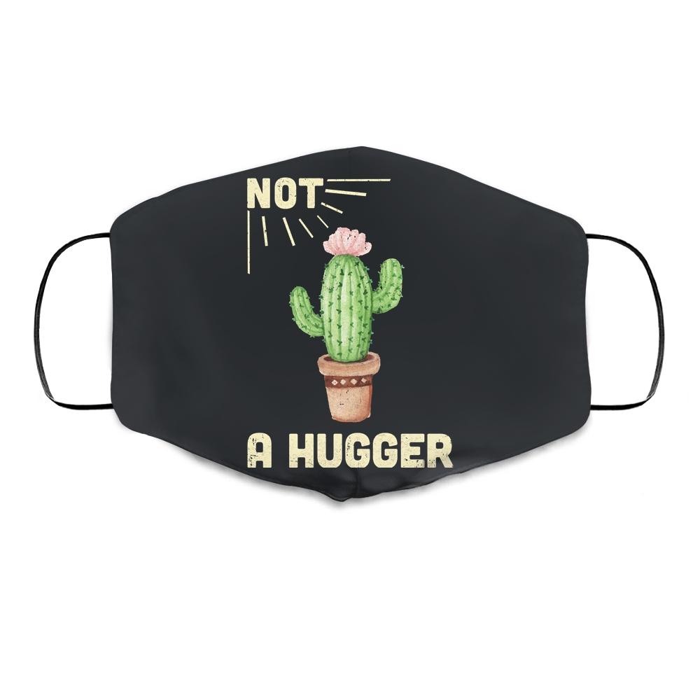 Not A Hugger Cactus Funny Vintage Sarcastic Cloth Face Mask-Cloth Face Mask-Cloth Face Mask-Black