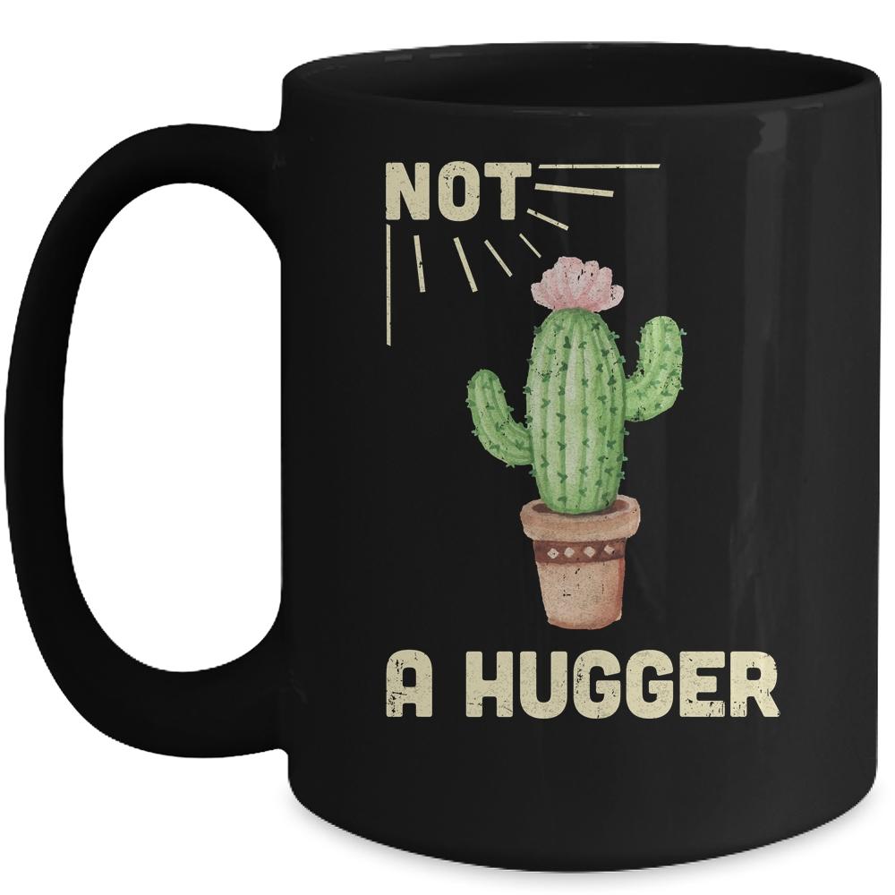 Not A Hugger Cactus Funny Vintage Sarcastic Mug-Coffee Mug-Mug-Black