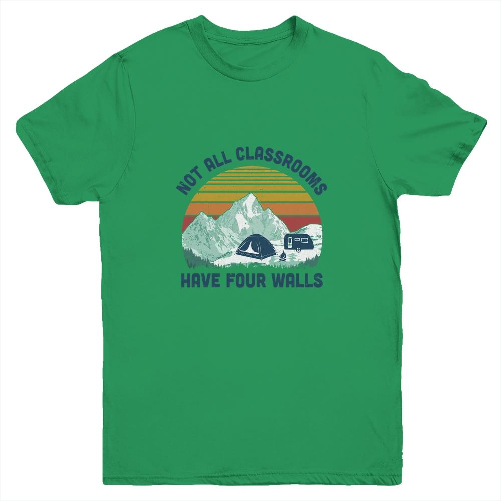 Not All Classrooms Have Four Walls Retro Homeschool Teacher Youth-Youth Shirt-Youth T-Shirt-Irish Green