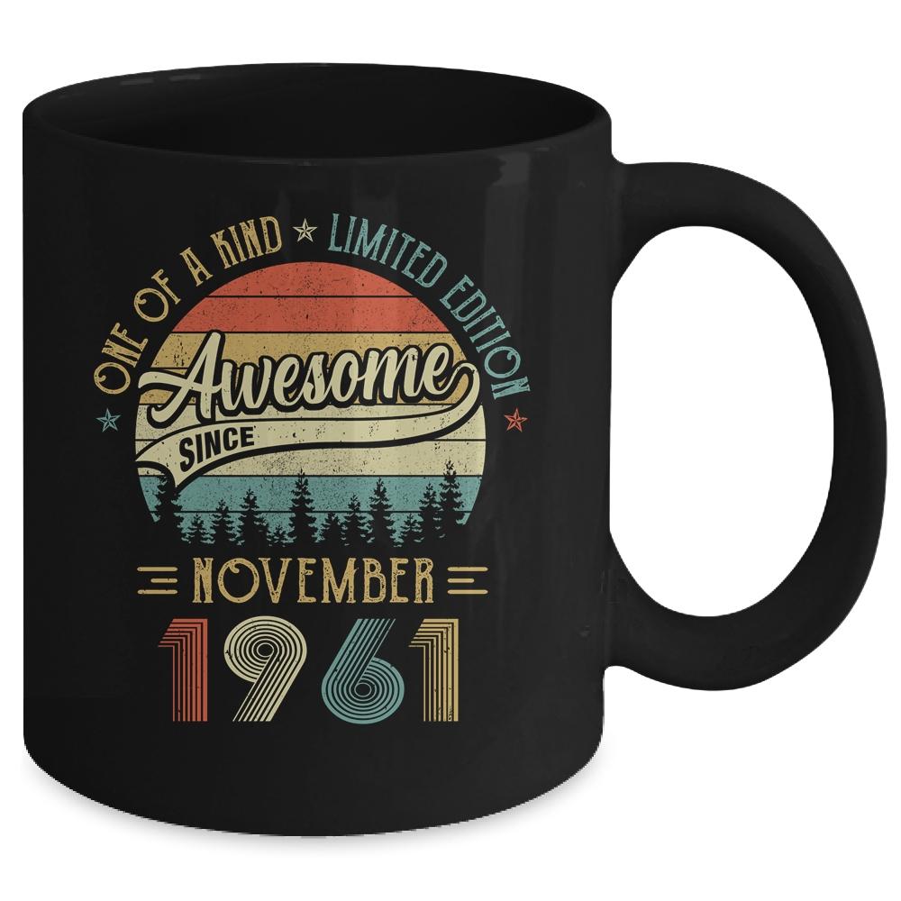 November 1961 Vintage 60 Years Old Retro 60th Birthday Gift Mug-Coffee Mug-Mug-Black