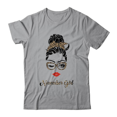 November Girl Woman Lips Eyes Lady Leopard Birthday Gift-T-Shirt & Tank Top-Classic T-Shirt-Sport Grey