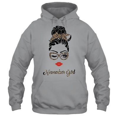 November Girl Woman Lips Eyes Lady Leopard Birthday Gift-T-Shirt & Tank Top-Pullover Hoodie-Sport Grey