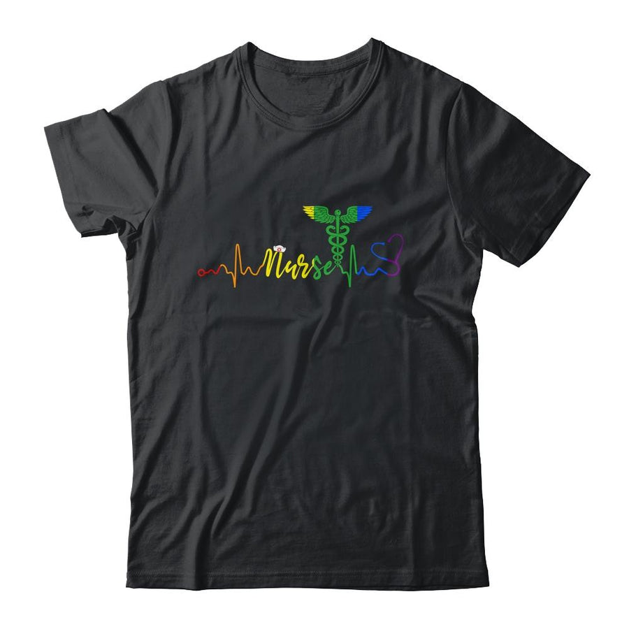 Nurse LGBTQ Gay Pride Rainbow Flag Registered Nursing-T-Shirt & Tank Top-Classic T-Shirt-Black