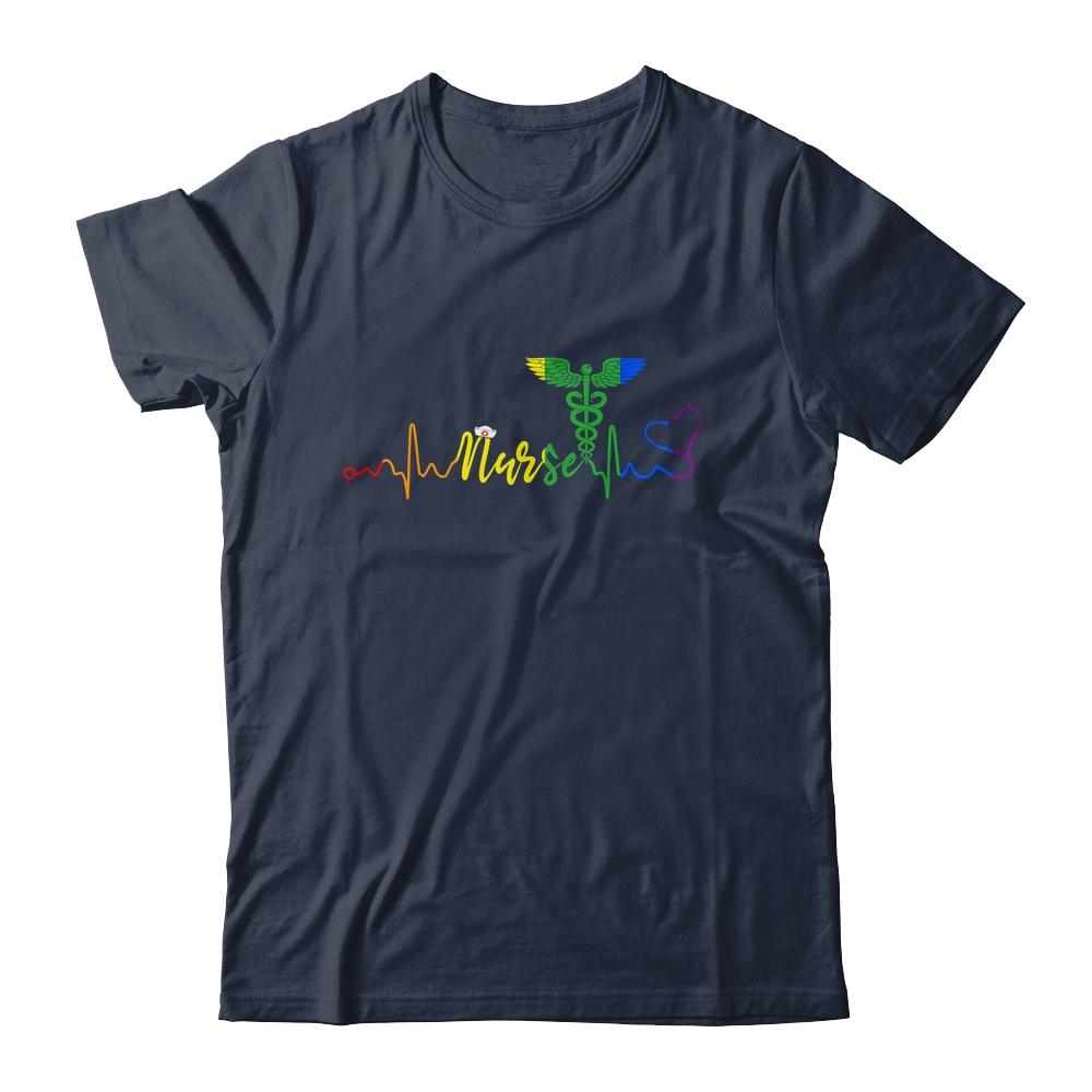 Nurse LGBTQ Gay Pride Rainbow Flag Registered Nursing-T-Shirt & Tank Top-Classic T-Shirt-Navy