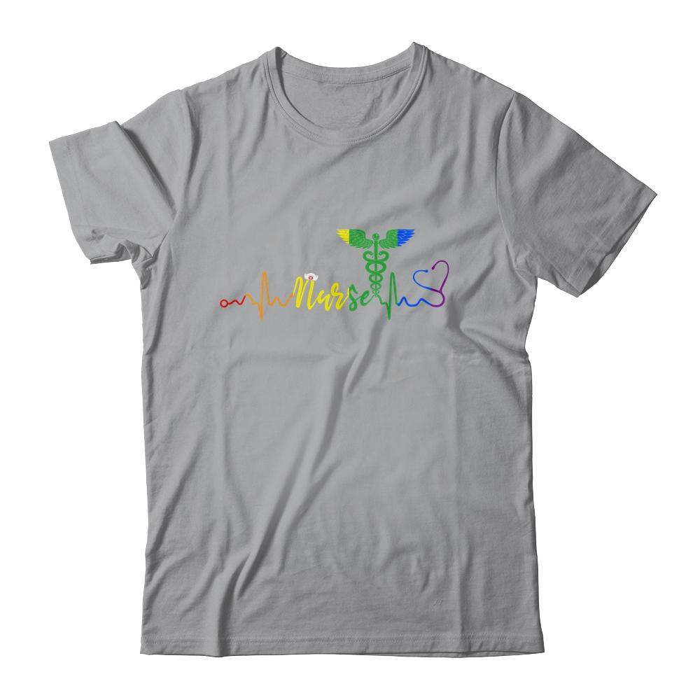 Nurse LGBTQ Gay Pride Rainbow Flag Registered Nursing-T-Shirt & Tank Top-Classic T-Shirt-Sport Grey