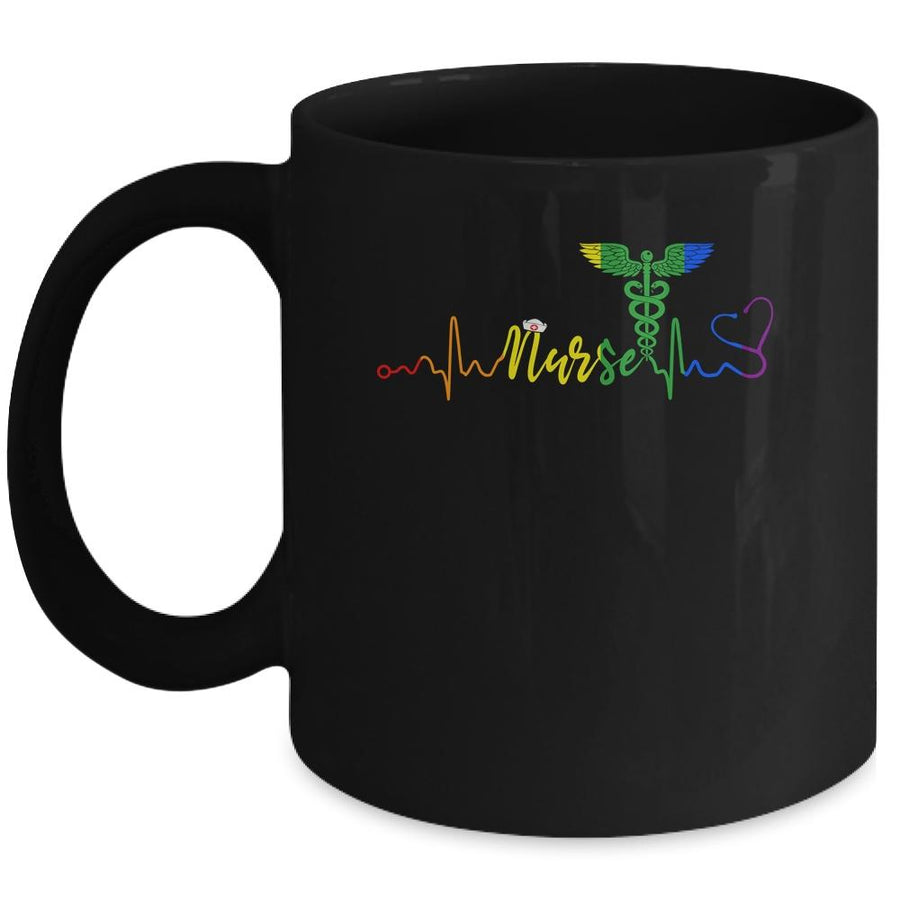 Nurse LGBTQ Gay Pride Rainbow Flag Registered Nursing Mug-Coffee Mug-Mug-Black