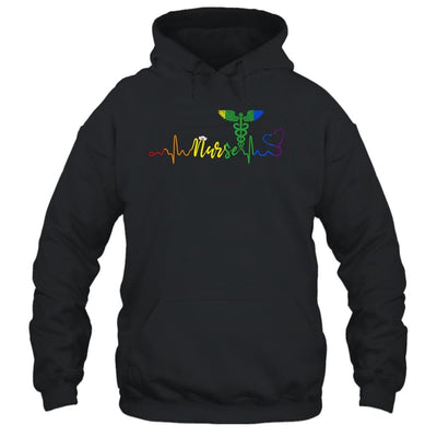 Nurse LGBTQ Gay Pride Rainbow Flag Registered Nursing-T-Shirt & Tank Top-Pullover Hoodie-Black