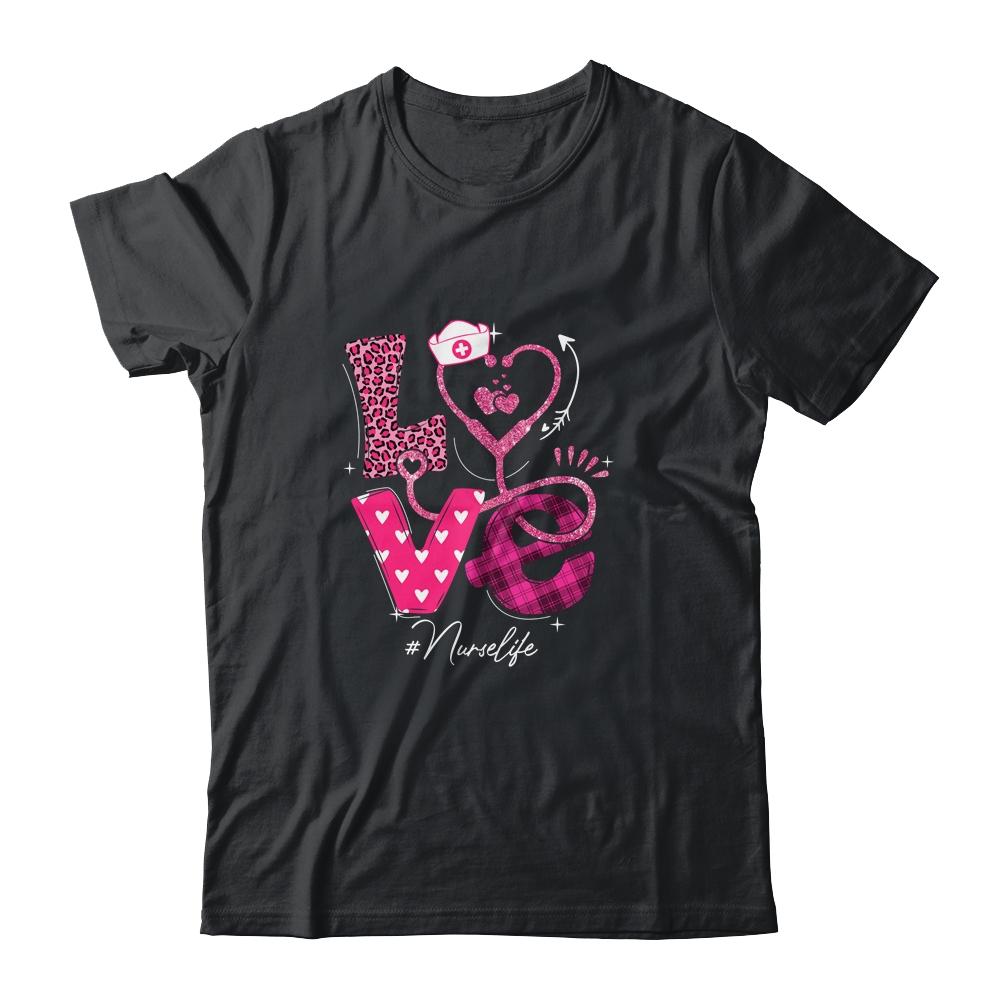 Nurse Life RN LPN CNA Healthcare Cheetah Heart Leopard Funny-T-Shirt & Tank Top-Classic T-Shirt-Black