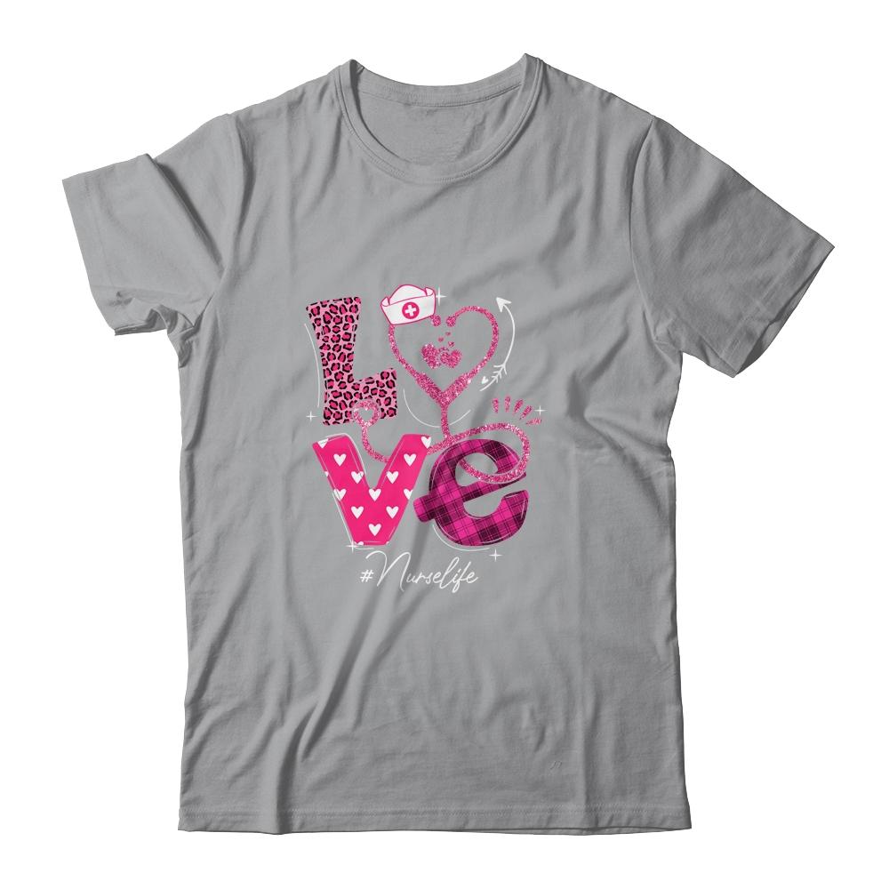 Nurse Life RN LPN CNA Healthcare Cheetah Heart Leopard Funny-T-Shirt & Tank Top-Classic T-Shirt-Sport Grey