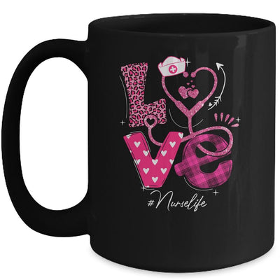 Nurse Life RN LPN CNA Healthcare Cheetah Heart Leopard Funny Mug-Coffee Mug-Mug-Black