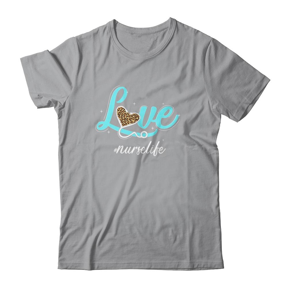 Funny Nurse Life RN LPN CNA Healthcare Cheetah Heart Leopard-T-Shirt & Tank Top-Classic T-Shirt-Sport Grey