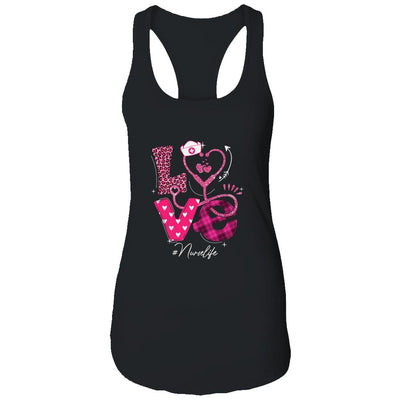 Nurse Life RN LPN CNA Healthcare Cheetah Heart Leopard Funny-T-Shirt & Tank Top-Women's Ideal Racerback Tank-Black
