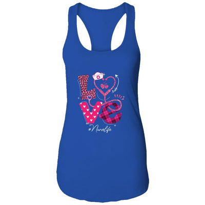 Nurse Life RN LPN CNA Healthcare Cheetah Heart Leopard Funny-T-Shirt & Tank Top-Women's Ideal Racerback Tank-Royal