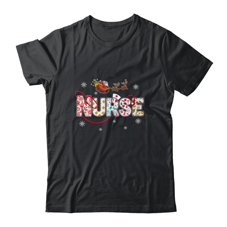 Nurse Stethoscope Christmas Tree Nursing Gift-T-Shirt & Sweatshirt-Classic T-Shirt-Black