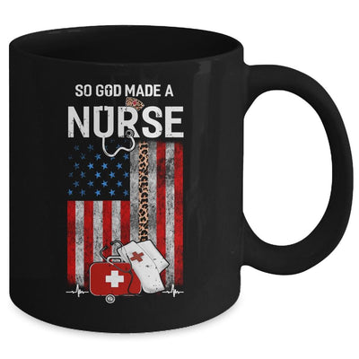 Nurse Usa Flag So God Made A Nursing Leopard Mug-Coffee Mug-