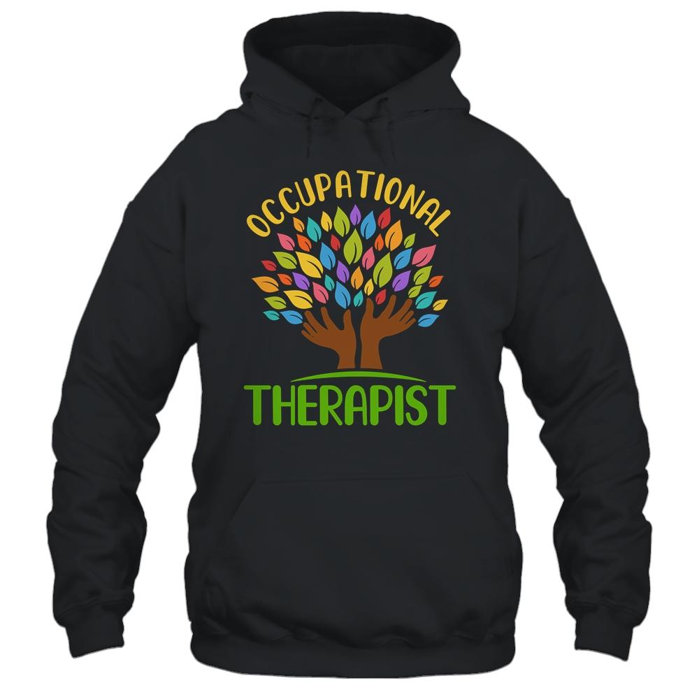 Occupational Therapist Special Needs Rainbow Tree-T-Shirt & Tank Top-Pullover Hoodie-Black
