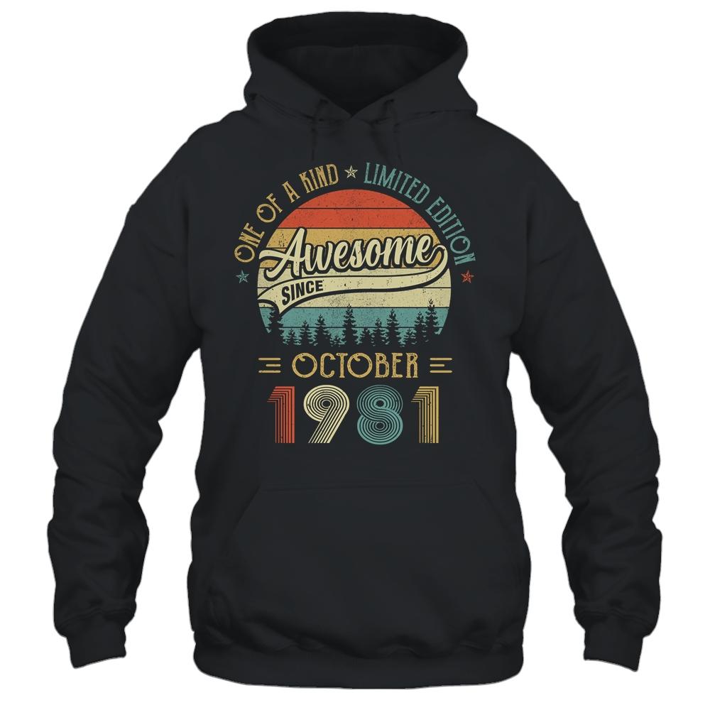October 1981 Vintage 40 Years Old Retro 40th Birthday Gift-T-Shirt & Hoodie-Pullover Hoodie-Black