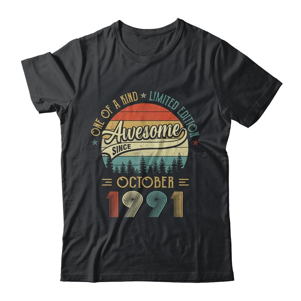 October 1991 Vintage 30 Years Old Retro 30th Birthday Gift-T-Shirt & Hoodie-Classic T-Shirt-Black