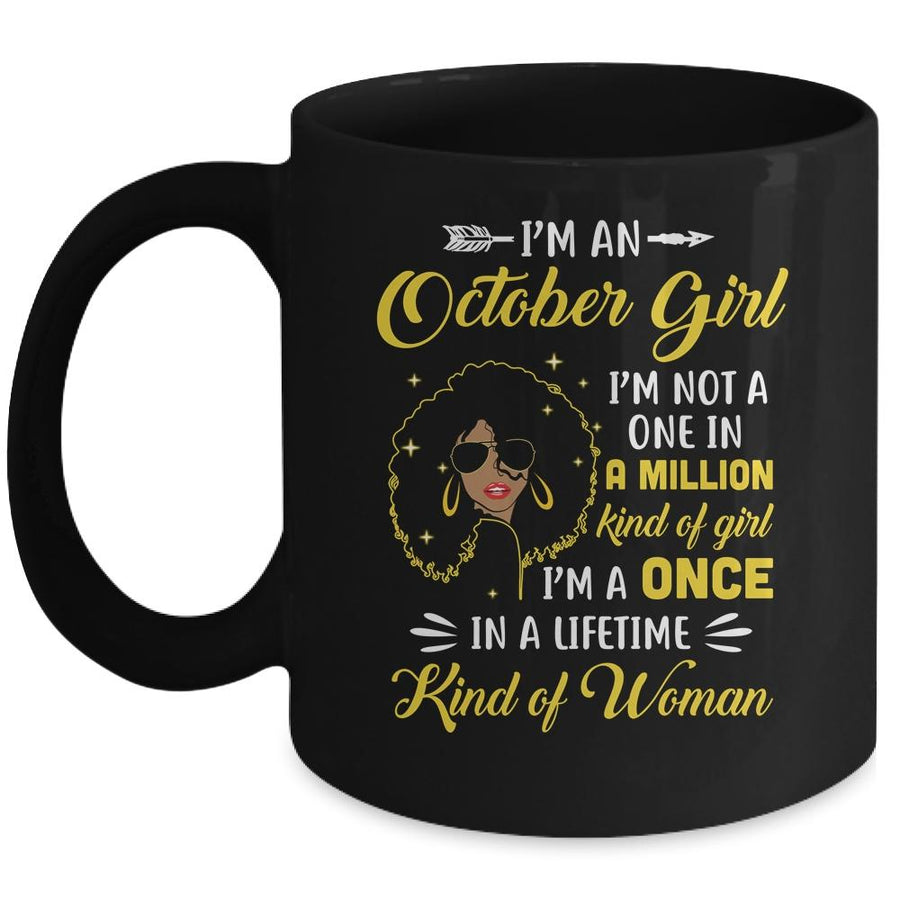 October Birthday Gifts I'm A Queen Black Women Girl Mug-Coffee Mug-Mug-Black