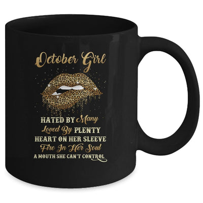 October Girl Birthday Funny Leopard Sexy Lip Mug-Coffee Mug-