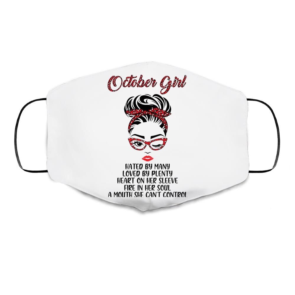 October Girl Hated By Many Loved By Plenty Leopard Women Cloth Face Mask-Cloth Face Mask-Cloth Face Mask-White