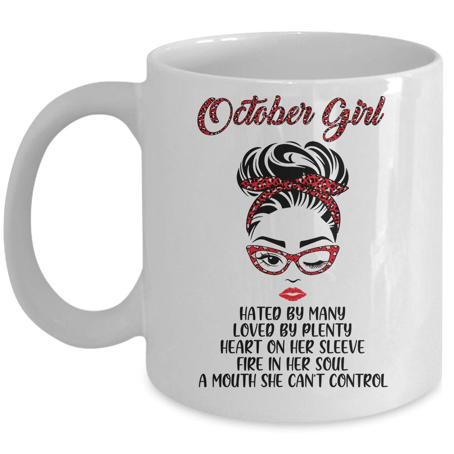 October Girl Hated By Many Loved By Plenty Leopard Women Mug-Coffee Mug-Mug-White