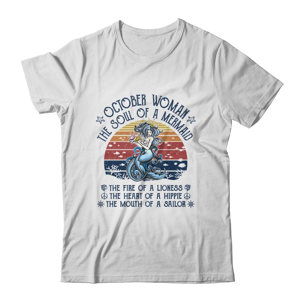 October Woman The Soul Of A Mermaid Vintage Birthday Gift