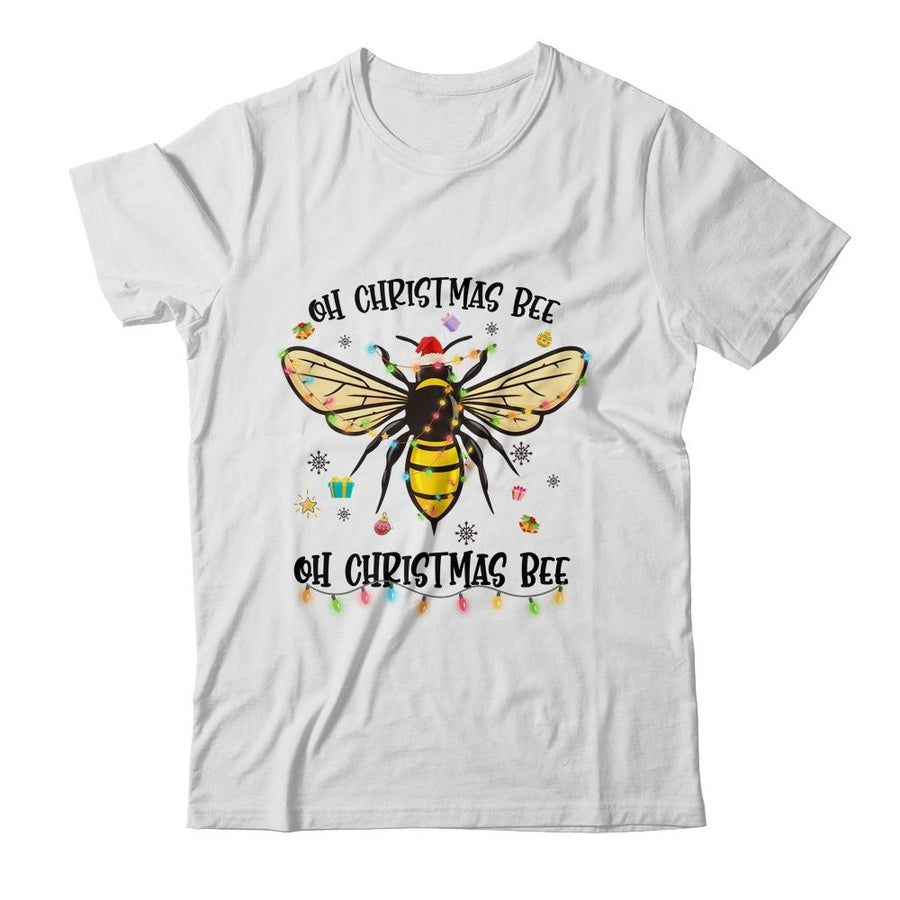 Oh Christmas Bee Santa Hat Light Christmas Gift-T-Shirt & Sweatshirt-Classic T-Shirt-White