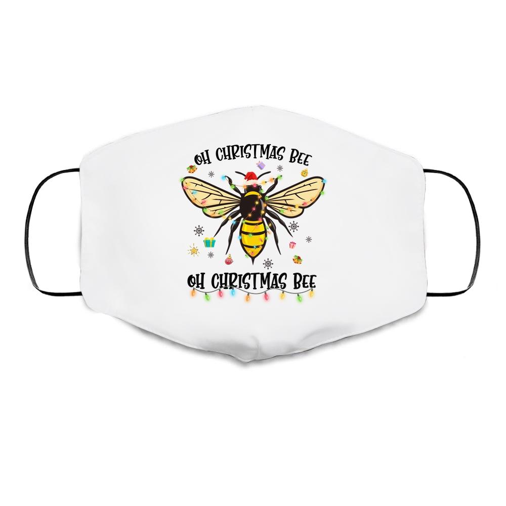 Oh Christmas Bee Santa Hat Light Christmas Gift Cloth Face Mask