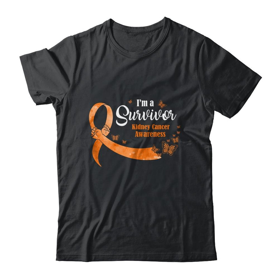 Orange Butterfly I'm A Survivor Kidney Cancer Awareness-T-Shirt & Hoodie-Classic T-Shirt-Black