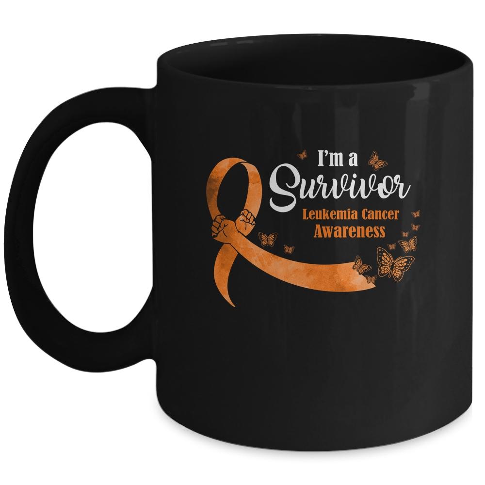 Orange Butterfly I'm A Survivor Leukemia Cancer Awareness Mug-Coffee Mug-Mug-Black
