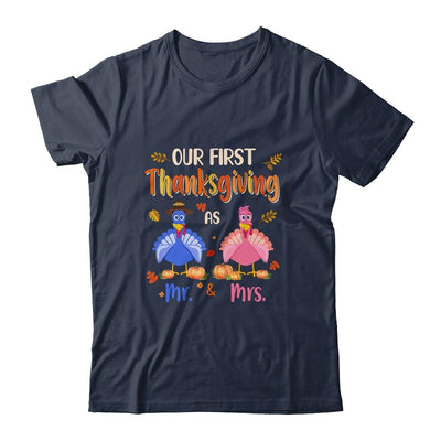 Our First Thanksgiving Mr And Mrs Couple Married Turkey-T-Shirt & Hoodie-Classic T-Shirt-Navy