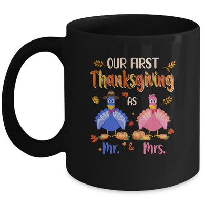 Our First Thanksgiving Mr And Mrs Couple Married Turkey Mug-Coffee Mug-Mug-Black