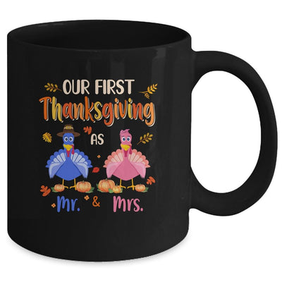 Our First Thanksgiving Mr And Mrs Couple Married Turkey Mug-Coffee Mug-Mug-Black