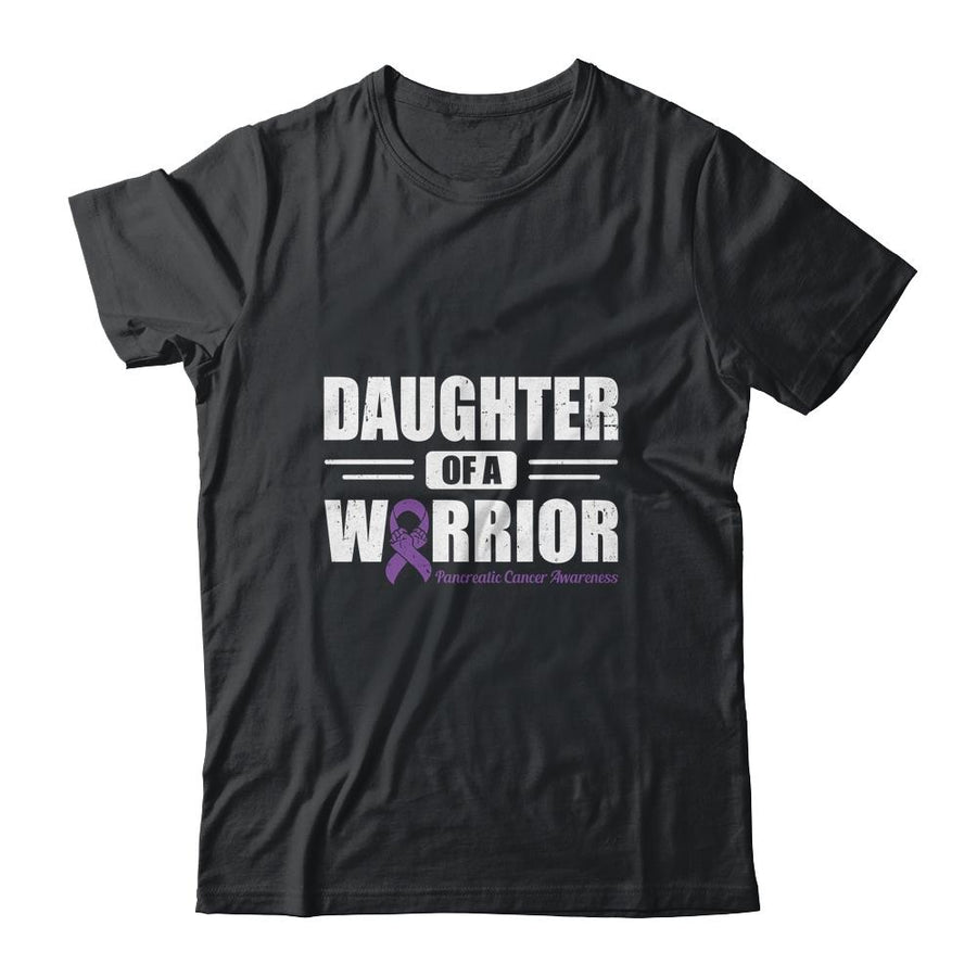 Pancreatic Cancer Awareness Daughter Of Warrior Green Gift-T-Shirt & Hoodie-Classic T-Shirt-Black