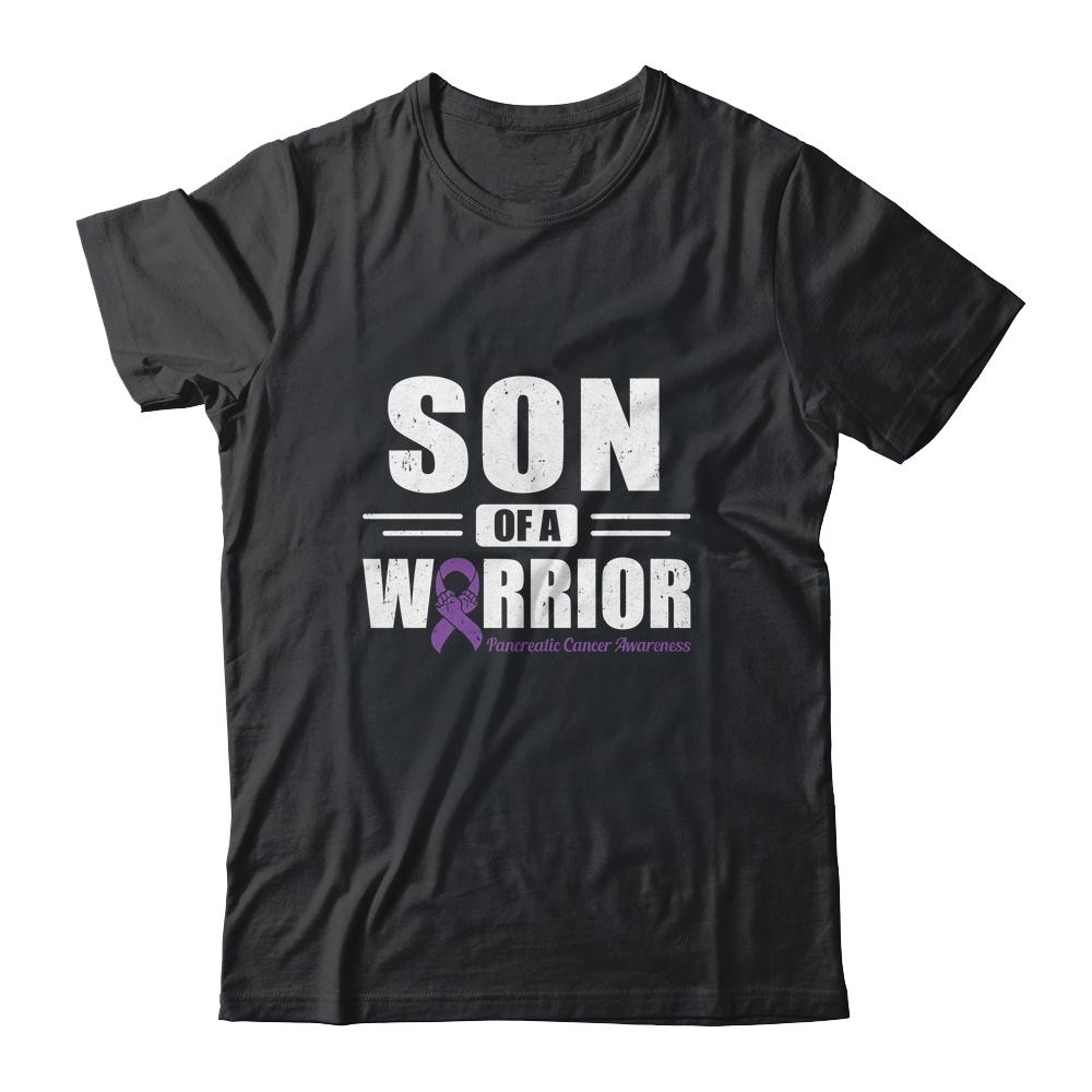 Pancreatic Cancer Awareness Son Of Warrior Green Gift-T-Shirt & Hoodie-Classic T-Shirt-Black