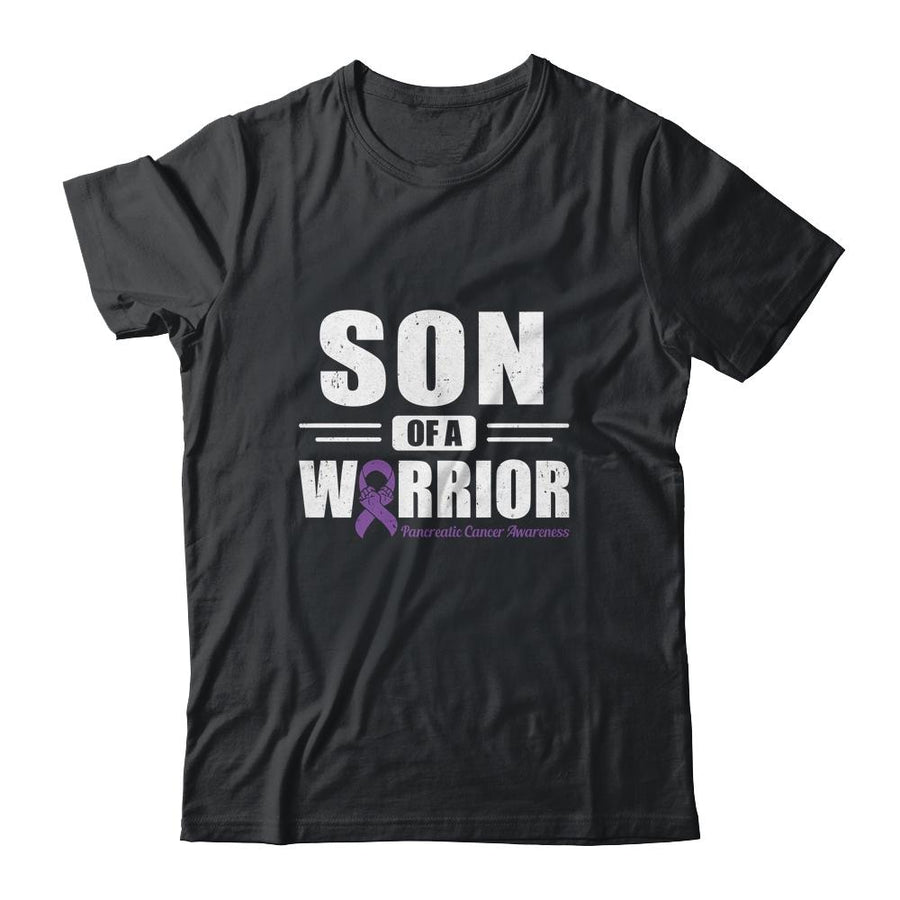 Pancreatic Cancer Awareness Son Of Warrior Green Gift-T-Shirt & Hoodie-Classic T-Shirt-Black