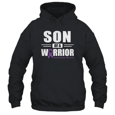 Pancreatic Cancer Awareness Son Of Warrior Green Gift-T-Shirt & Hoodie-Pullover Hoodie-Black