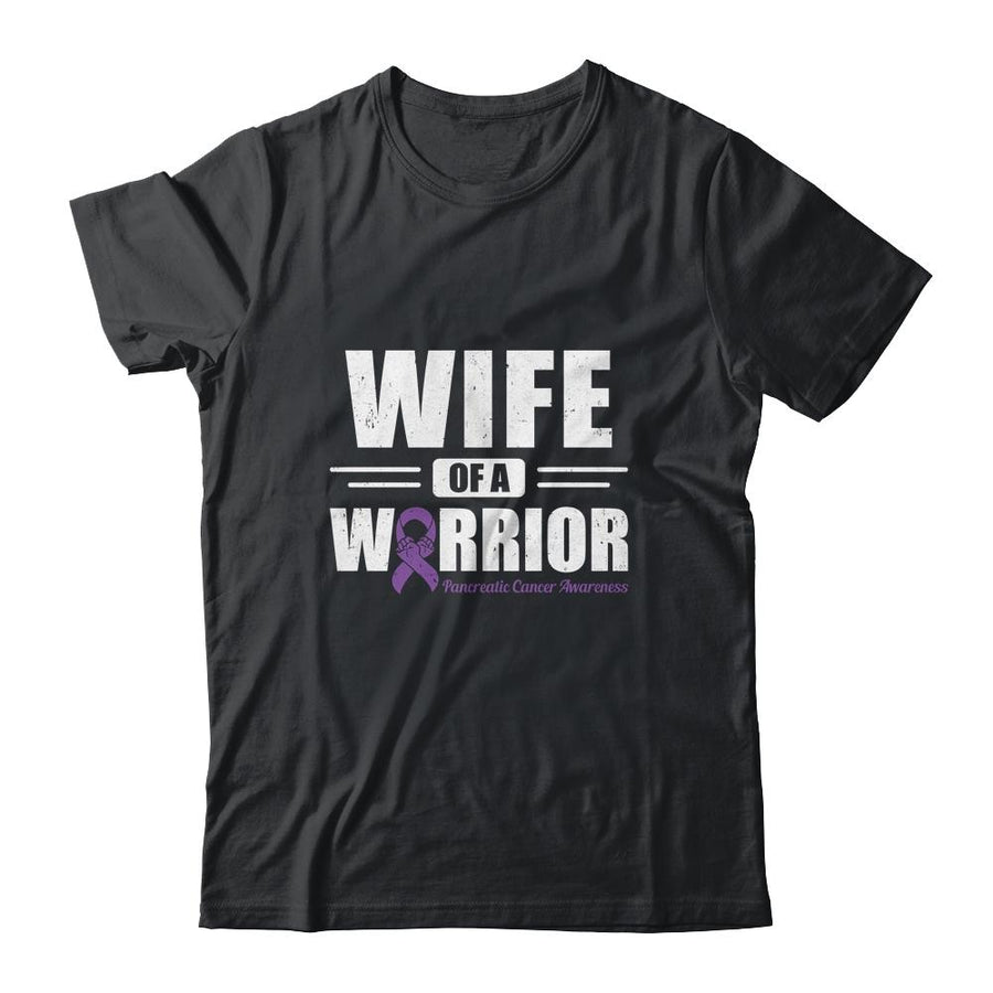 Pancreatic Cancer Awareness Wife Of Warrior Green Gift-T-Shirt & Hoodie-Classic T-Shirt-Black