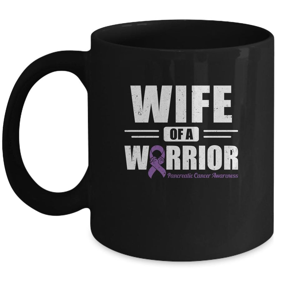 Pancreatic Cancer Awareness Wife Of Warrior Green Gift-Coffee Mug-Mug-Black