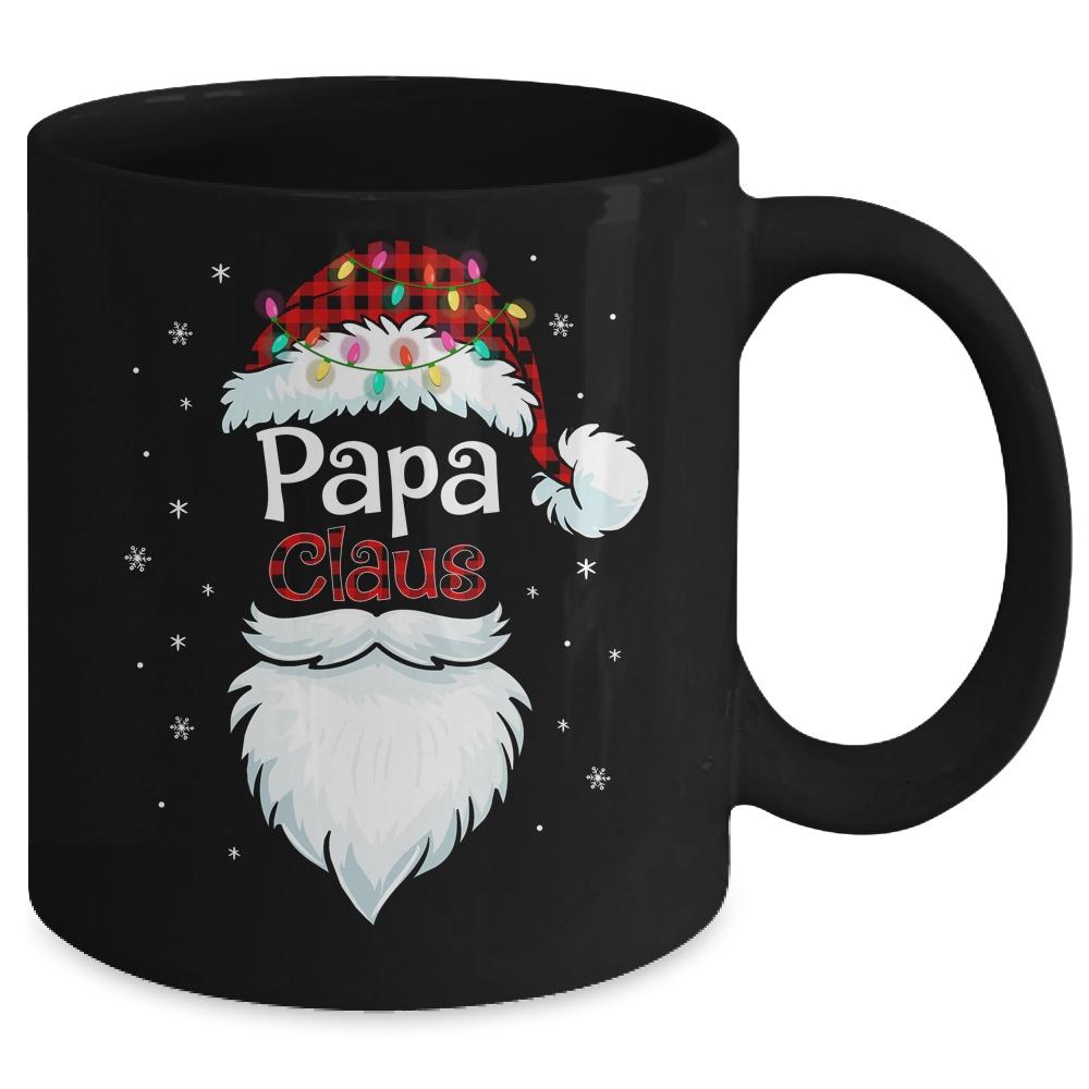 Papa Claus Beard Red Plaid Christmas Pajamas Xmas Mug-Coffee Mug-Mug-Black