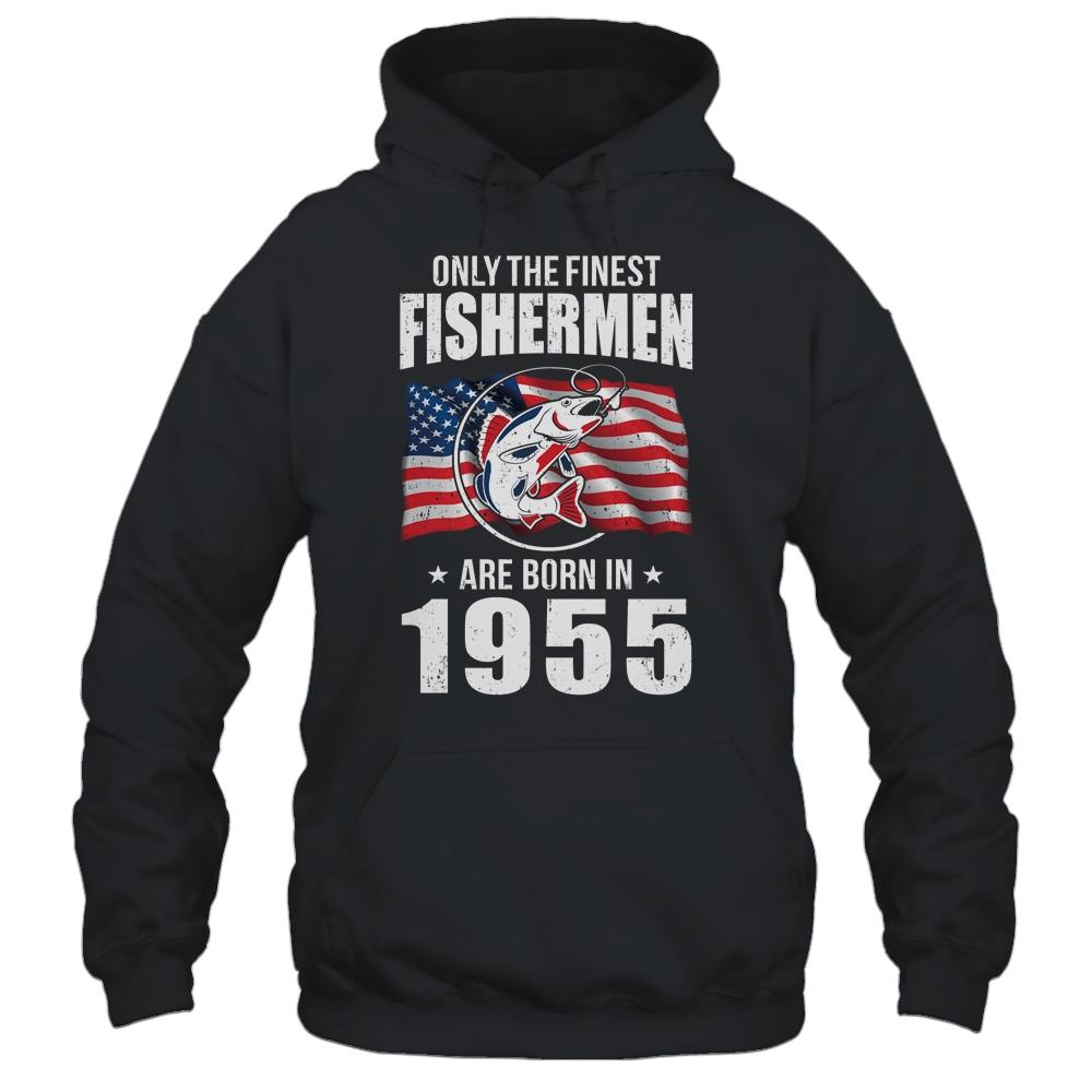 Papa Grandpa Fishing Fisherman 1955 66th Birthday Gift-T-Shirt & Hoodie-Pullover Hoodie-Black