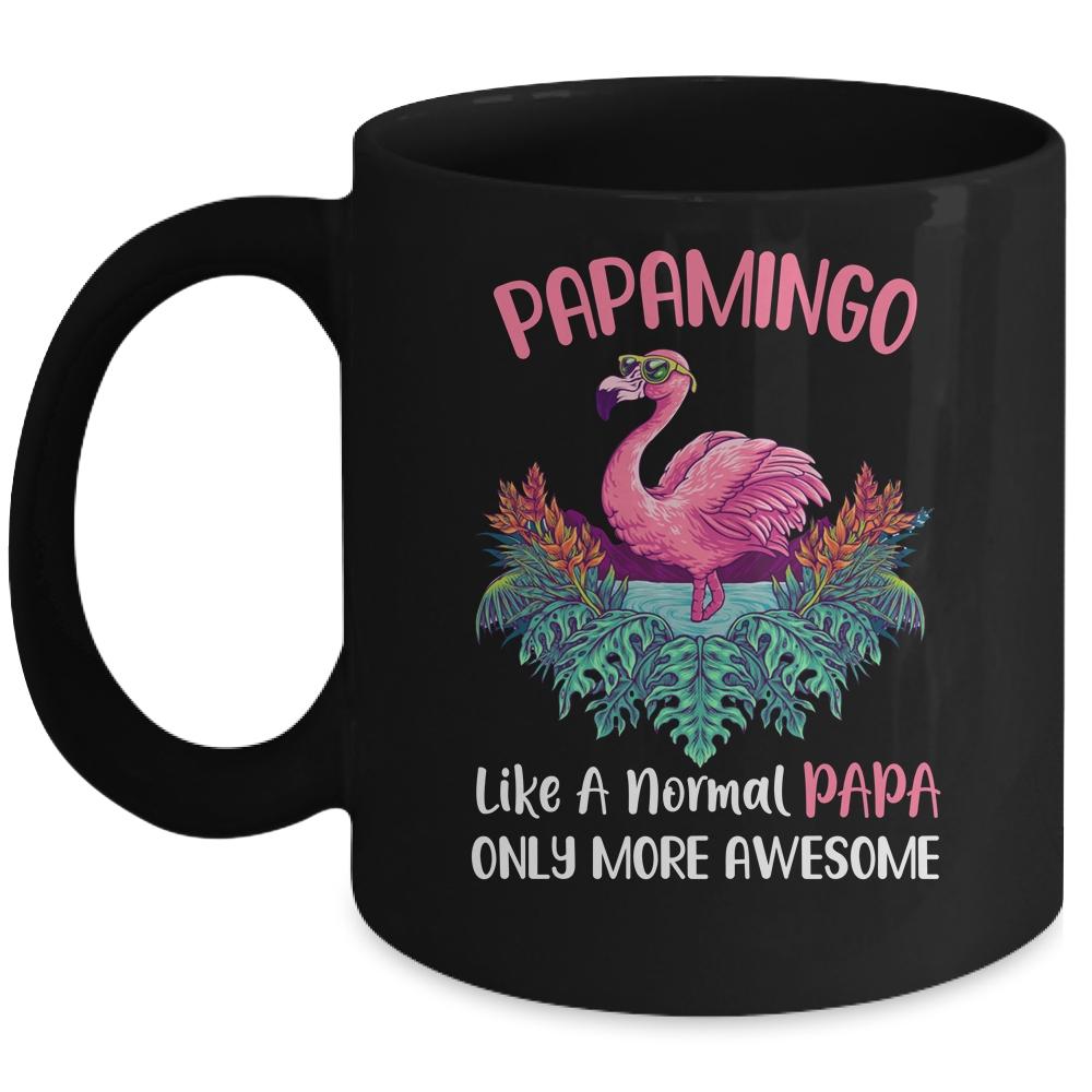 Papamingo Like An Papa Only Awesome Floral Flamingo Gift Mug-Coffee Mug-Mug-Black