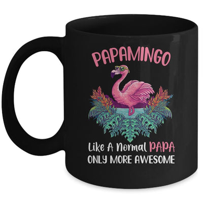 Papamingo Like An Papa Only Awesome Floral Flamingo Gift Mug-Coffee Mug-Mug-Black