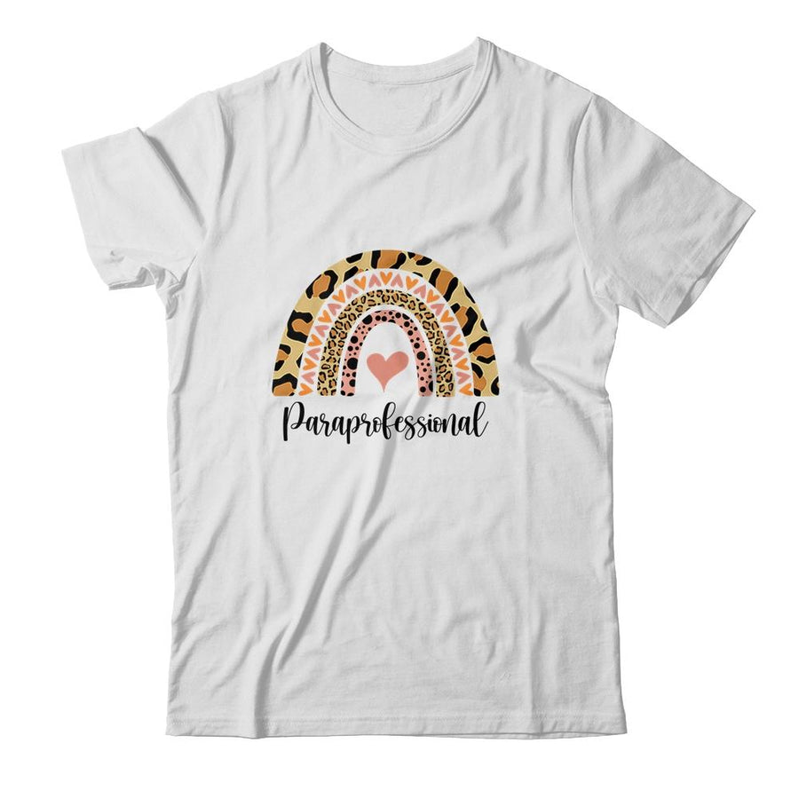 Paraprofessional Rainbow Leopard Funny School-T-Shirt & Tank Top-Classic T-Shirt-White