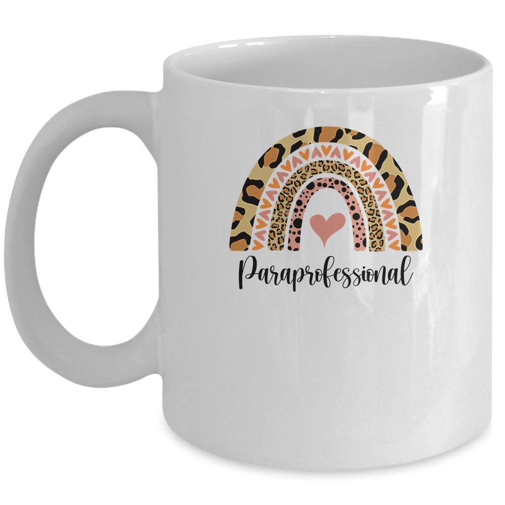 Paraprofessional Rainbow Leopard Funny School Mug-Coffee Mug-Mug-White