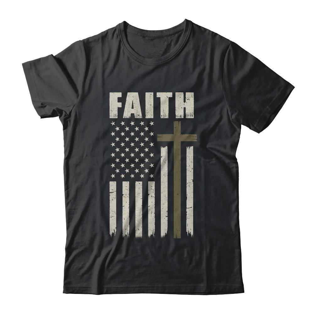 Patriotic Christian Faith Love Jesus American Flag Cross-T-Shirt & Hoodie-Classic T-Shirt-Black